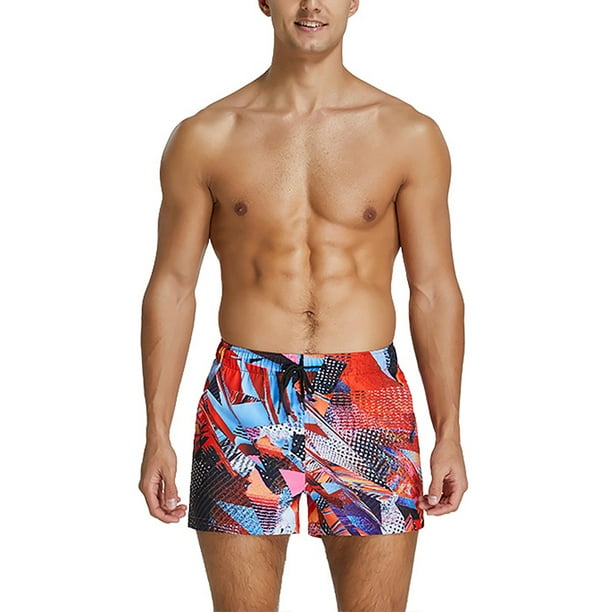 Watercolor Vintage Floral Tropical Pattern Mens Beach Pants Summer Casual Swim Trunks with Pockets 